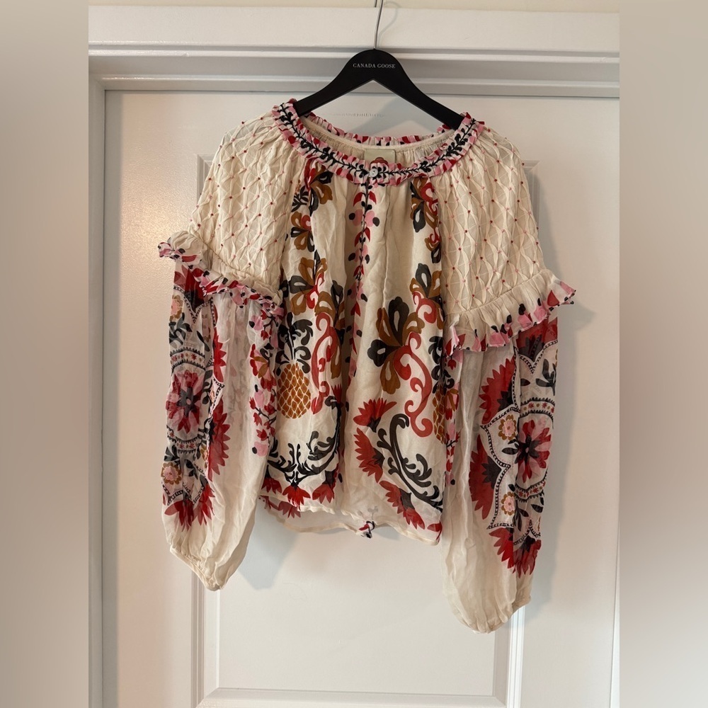 Farm Rio: Cream Cashew Mandala Embroidered Blouse - Picture 12 of 12